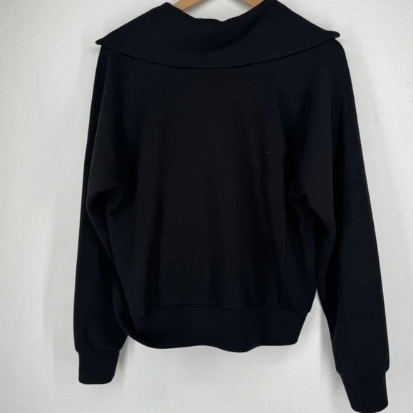 SPANX Air Essentials Quarter Zip Pullover Sweatshirt Black Size Medium - Picture 3 of 8